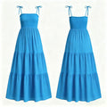Vestido Longo Feminino Azul com Alças Finas