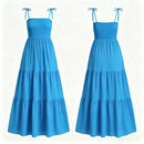 Vestido Longo Feminino Azul com Alças Finas