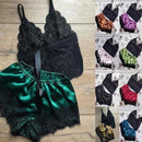 Conjunto Lingerie sem mangas com decote em v feminino