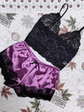 Conjunto Lingerie sem mangas com decote em v feminino