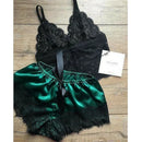 Conjunto Lingerie sem mangas com decote em v feminino