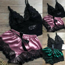 Conjunto Lingerie sem mangas com decote em v feminino