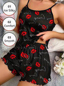 Conjunto de Pijama Feminino de 2 Peças: Camisola com Babado e Shorts