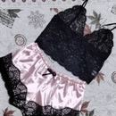 Conjunto Lingerie sem mangas com decote em v feminino