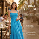 Vestido Longo Feminino Azul com Alças Finas