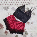 Conjunto Lingerie sem mangas com decote em v feminino